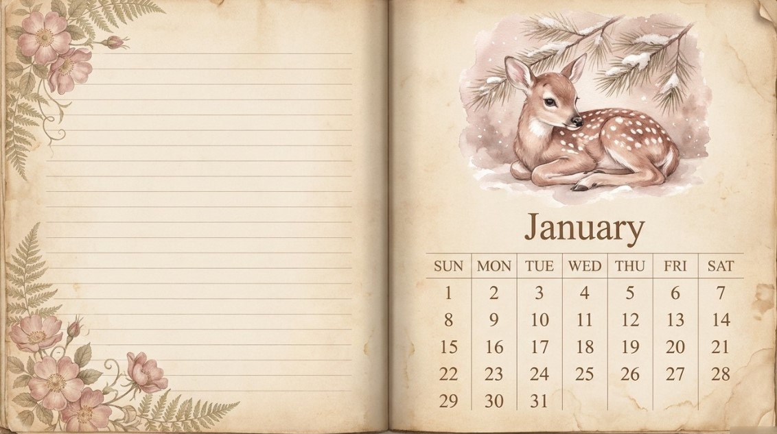 Woodland Kids Calendar & Journal Printable – Cute Animal Monthly Planner for Kids - Image 3