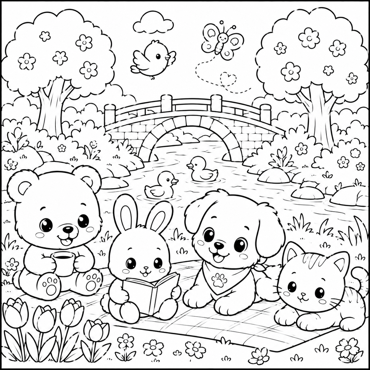 Easter Art Studio Coloring Book for Kids | Cute Animals & Spring Coloring Pages PDF Printable - Image 3