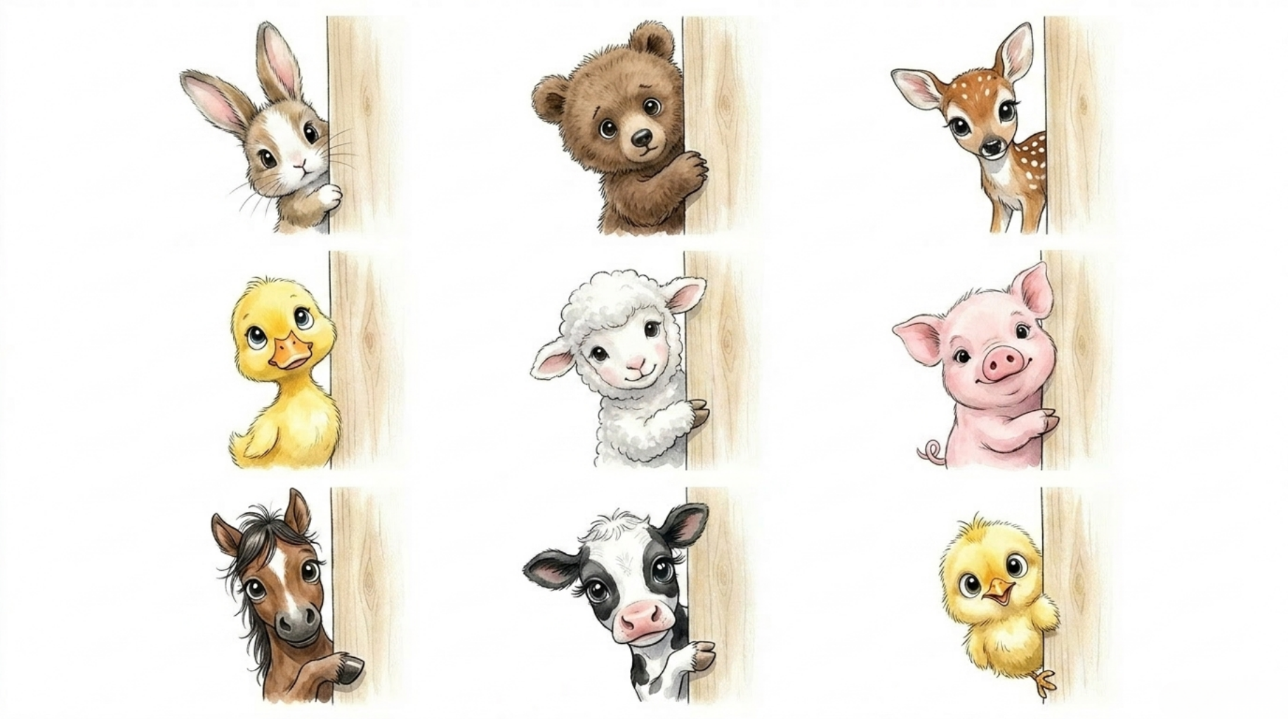 Cute Peeking Animals Clipart Bundle PNG | Watercolor Woodland & Farm Animal Sublimation Design Pack - Image 4