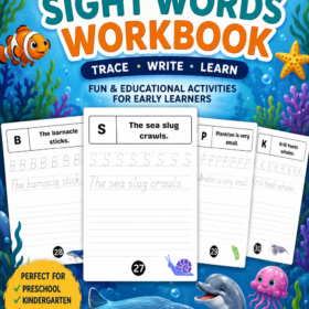 sea creatures sight words workbook for kids