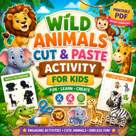 wild animals cut paste activity