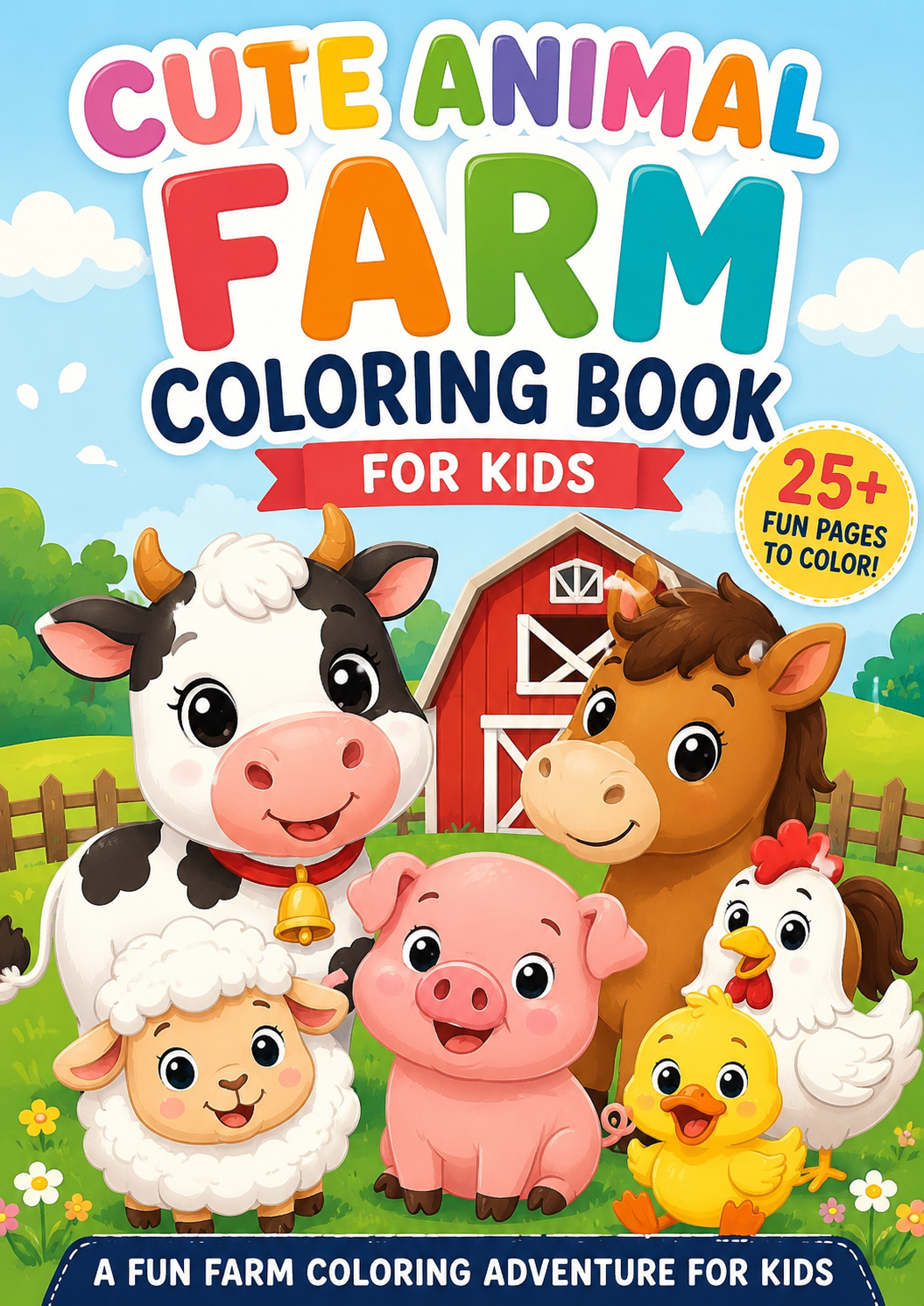 Cute Animal Farm Coloring Book for Kids | Printable PDF: A Fun Farm Coloring Adventure for Kids