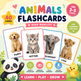 Animals Flashcards for Kids Ages 3-5