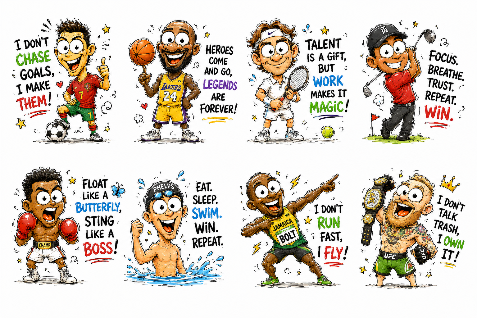 80 Funny Cartoon Clipart Bundle PNG | Cute Doodle Pack | Digital Download - Image 4
