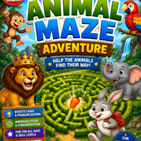Animal Maze Adventure Book – 14 Fun Animal Mazes for Kids