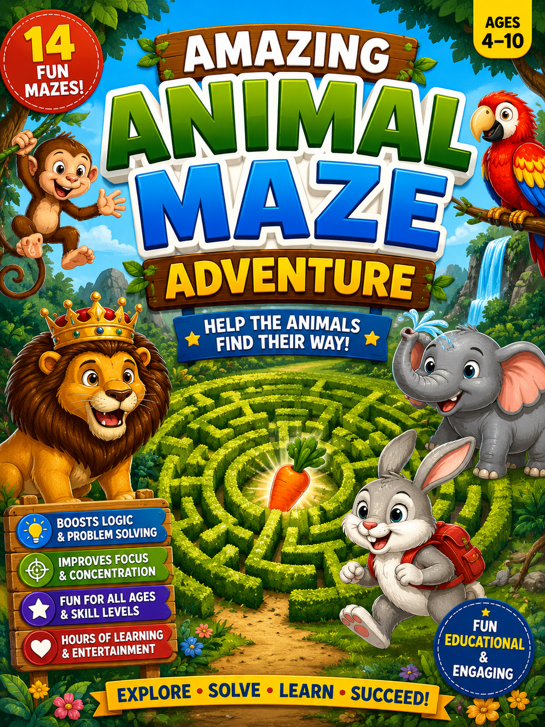 Animal Maze Adventure Book – 14 Fun Animal Mazes for Kids