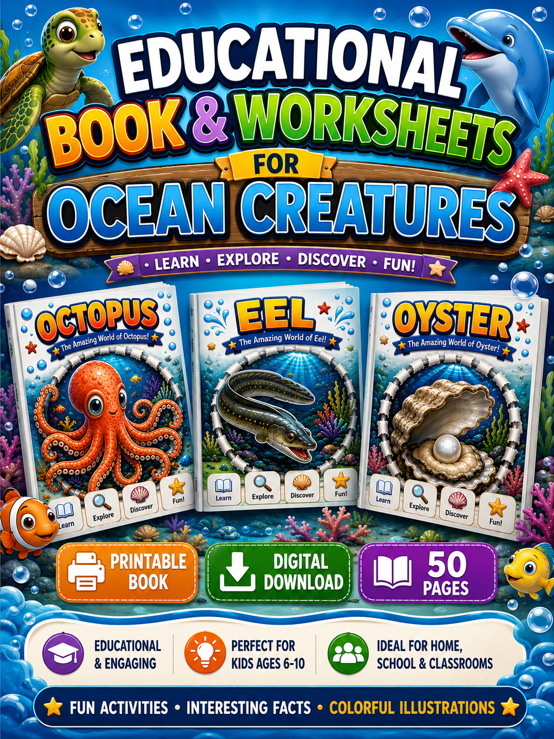Ocean Creatures Educational Book