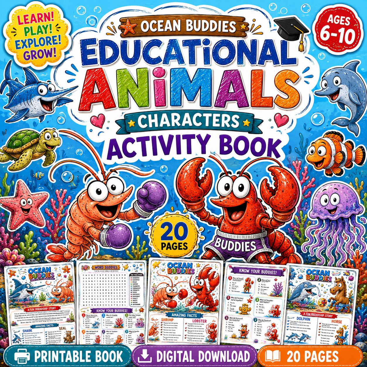 Educational Animal Activity Book
